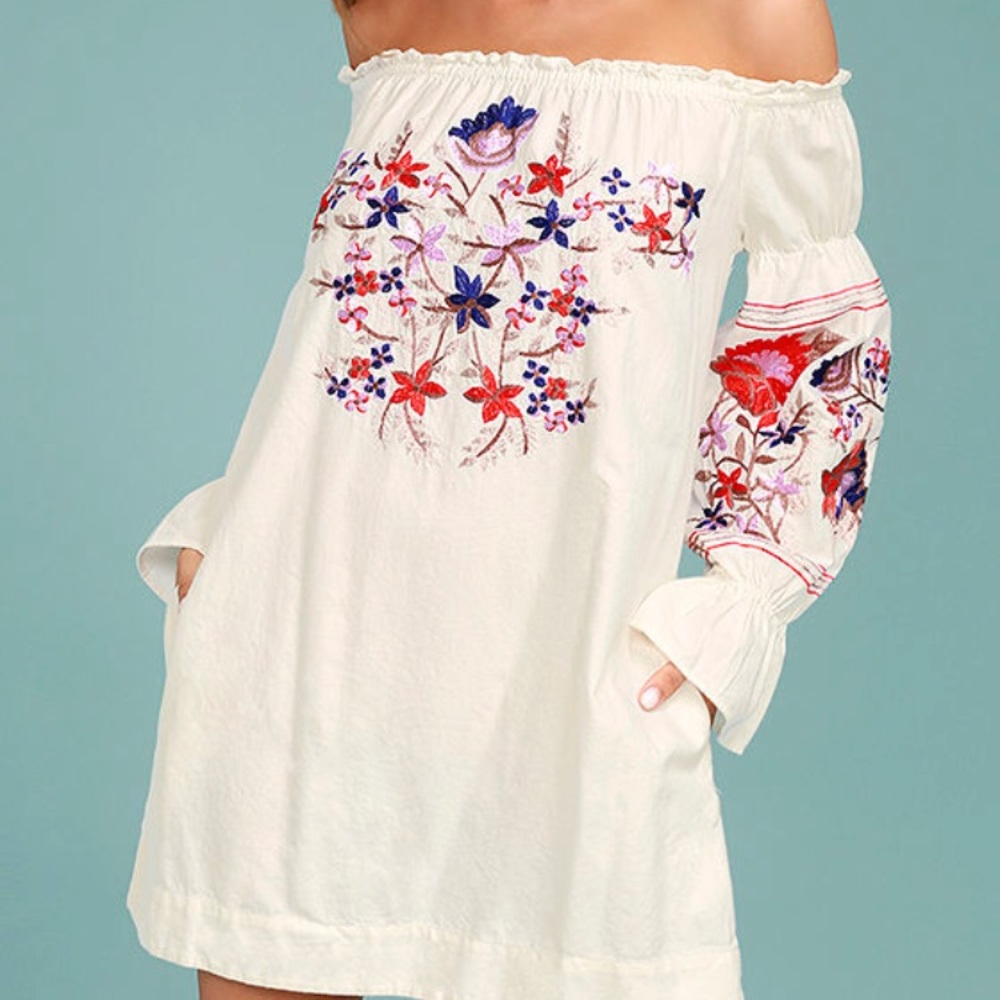 Free People Fleu Du Jour Mini Dress in Cream